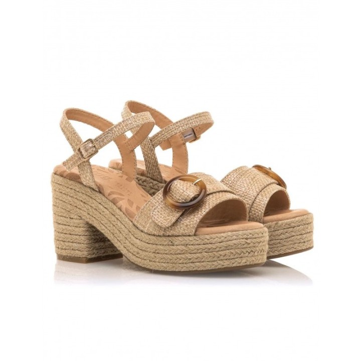 Sandalias Esparto Tacon Natural MUSTANG