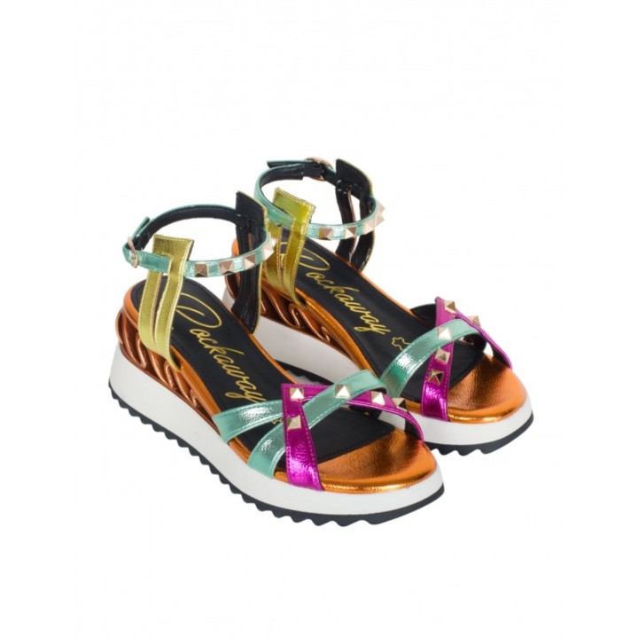 Sandalias Plataforma Metalizadas Tachuelas