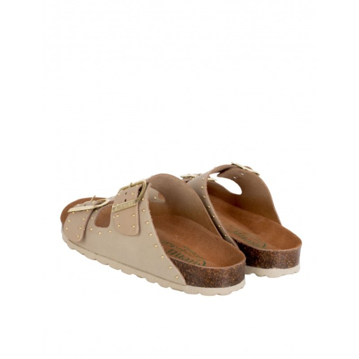 AUTENTI Sandalias Bio Hebillas Tachuelas Beige