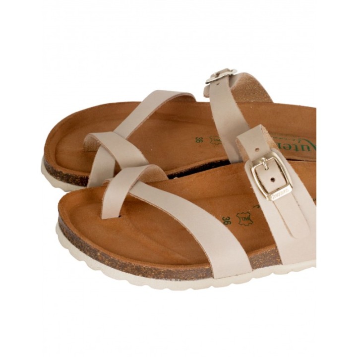 Sandalias Bio Dedo Hebilla Beige AUTENTI