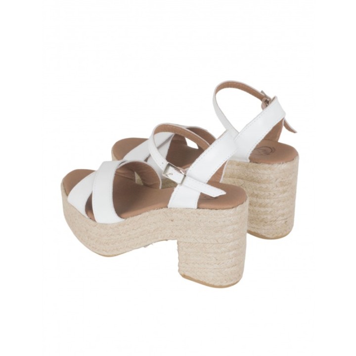 Sandalias Esparto Tacon Blancas PERA LIMONERA