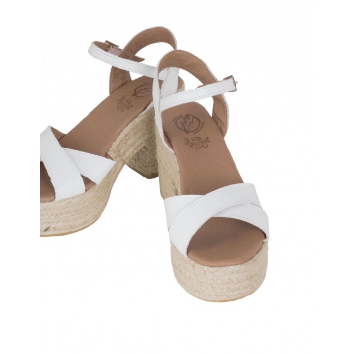 Sandalias Esparto Tacon Blancas PERA LIMONERA