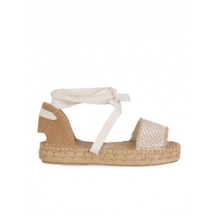 Sandalias Planas Esparto Cintas PERA LIMONERA