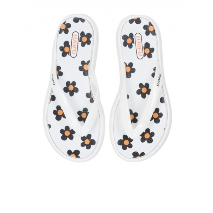 Chanclas Plataforma Blancas Margaritas