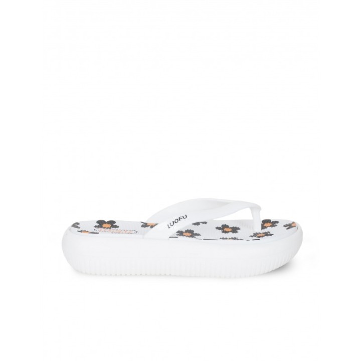 Chanclas Plataforma Blancas Margaritas
