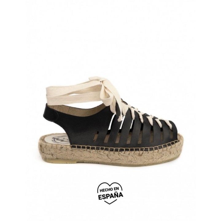 Sandalias Esparto Cangrejeras Negras PERA LIMONERA