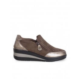 Mocasines Cuna Cremalleras Taupe AMARPIES
