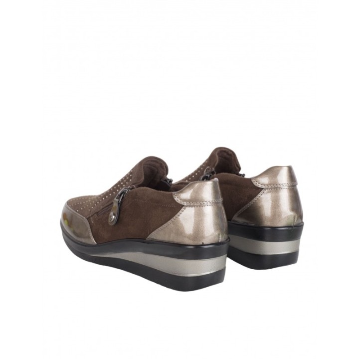 Mocasines Cuna Cremalleras Taupe AMARPIES