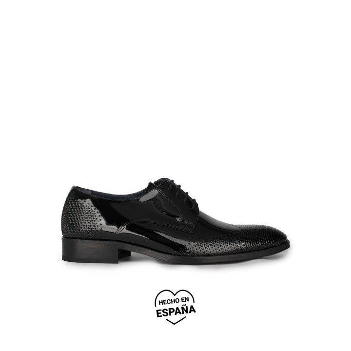 Zapatos Negros Vestir Hombre Charol Picados