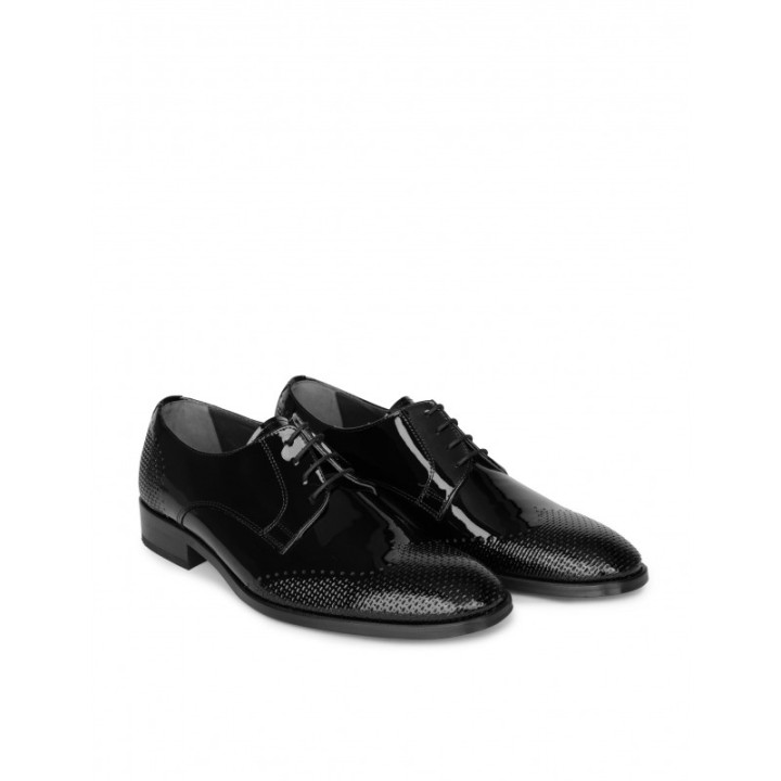 Zapatos Negros Vestir Hombre Charol Picados