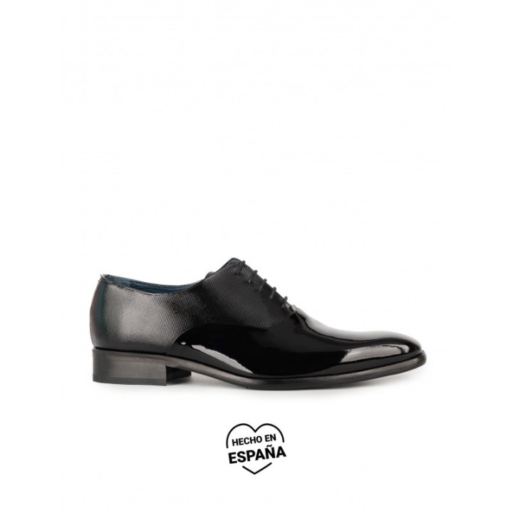 Zapatos Vestir Negros Hombre Charol Piel Grabada