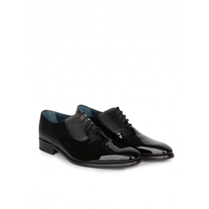 Zapatos Vestir Negros Hombre Charol Piel Grabada