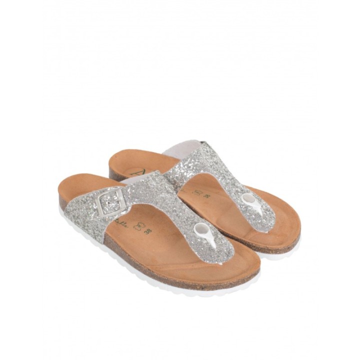 AUTENTI Sandalias Bio Glitter Plata