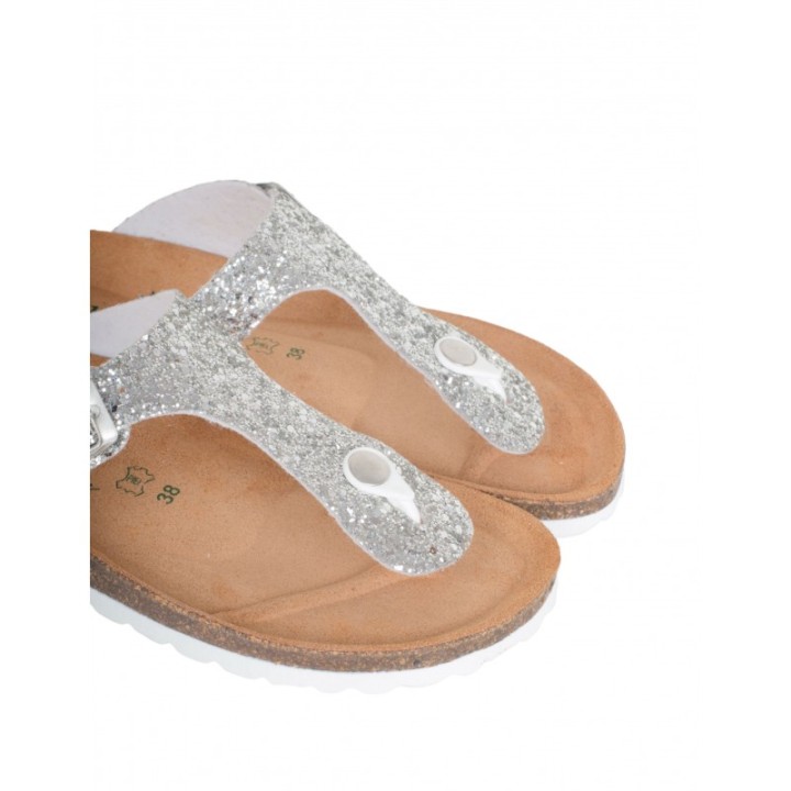 AUTENTI Sandalias Bio Glitter Plata