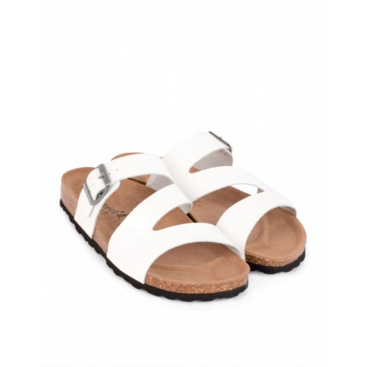 AUTENTI Sandalias Tiras Suela Corcho Blanco