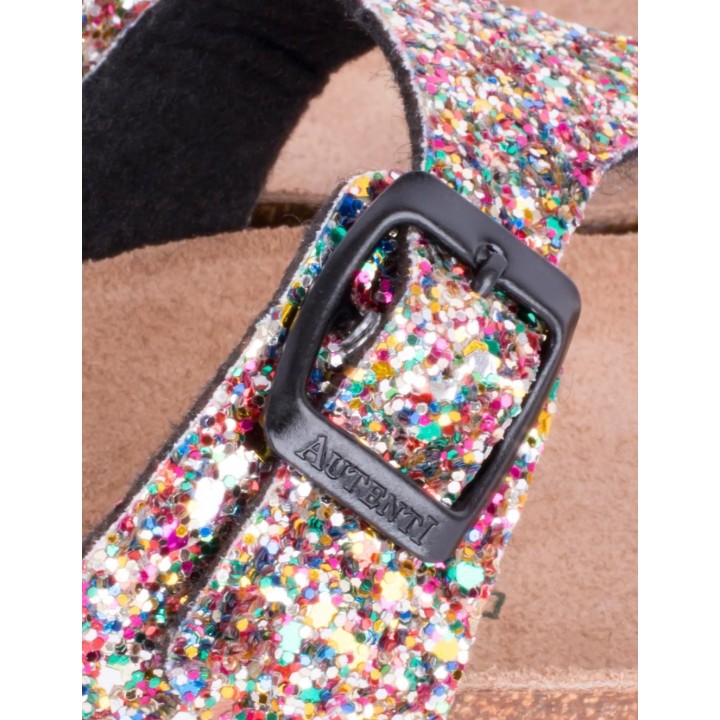 AUTENTI Sandalias Glitter Suela Corcho