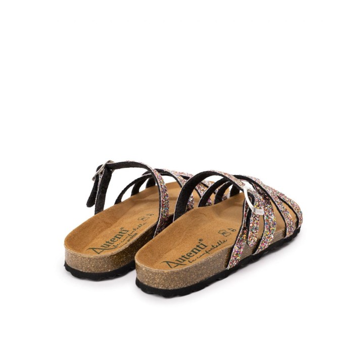 AUTENTI Sandalias Tiras Glitter Suela Corcho
