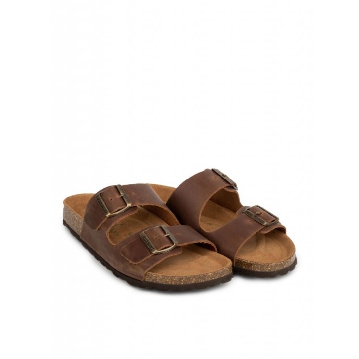 AUTENTI Sandalias Bio Hombre Hebillas Marron