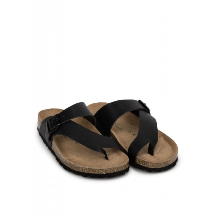 AUTENTI Sandalias Bio Dedo Piel Negras