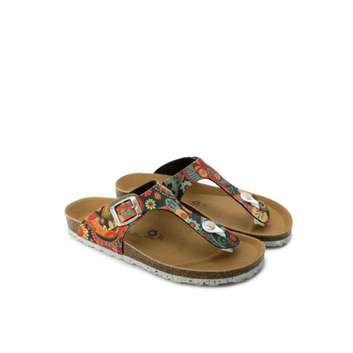 AUTENTI Sandalias Bio Dedo Estampado Flores