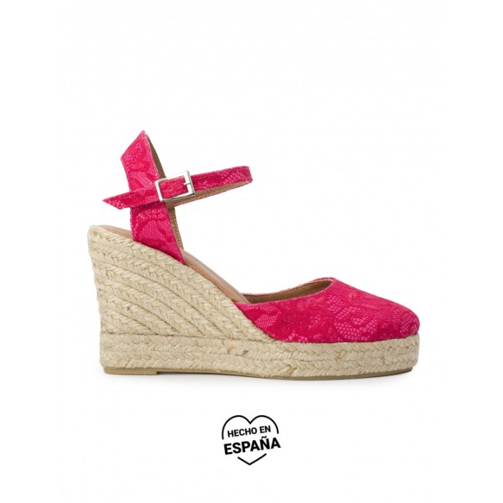 Alpargatas Cuna Fucsia Encaje
