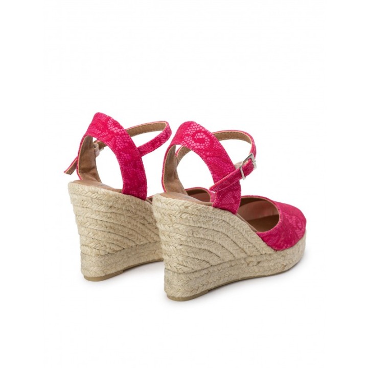 Alpargatas Cuna Fucsia Encaje