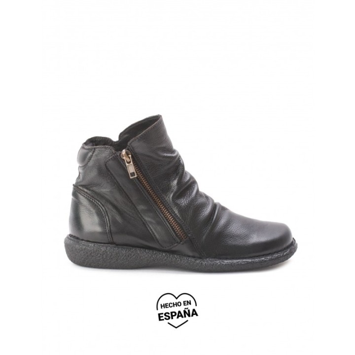 Botines Cana Arrugada Negros