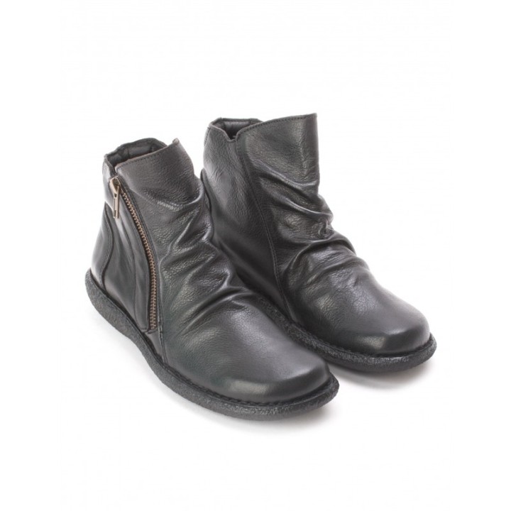 Botines Cana Arrugada Negros