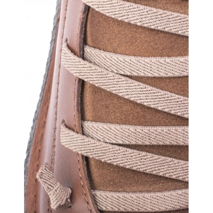 Botines Piel Cordones Elasticos Cuero