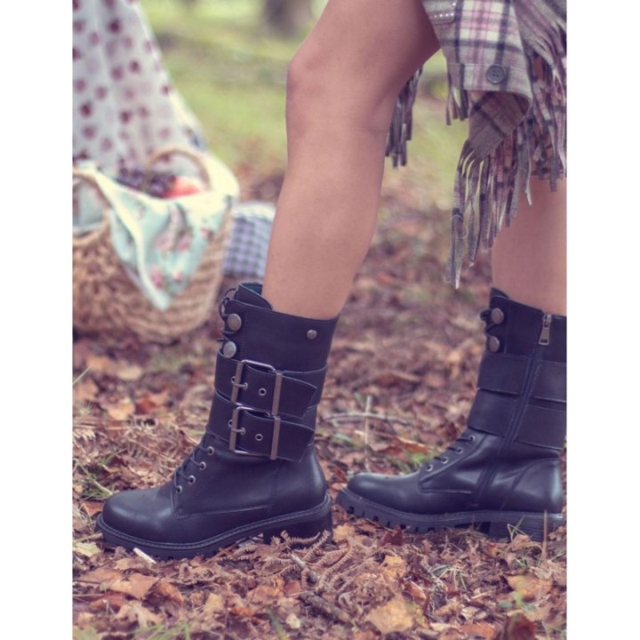 Botas Militares Cana Alta Hebillas