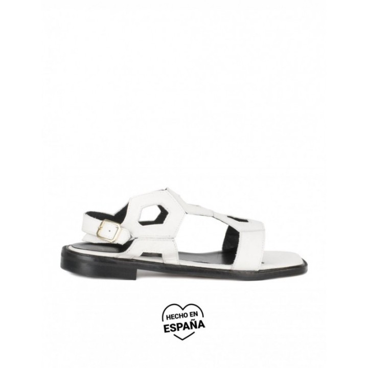 SALONISSIMOS Sandalias Planas Piel Blancas