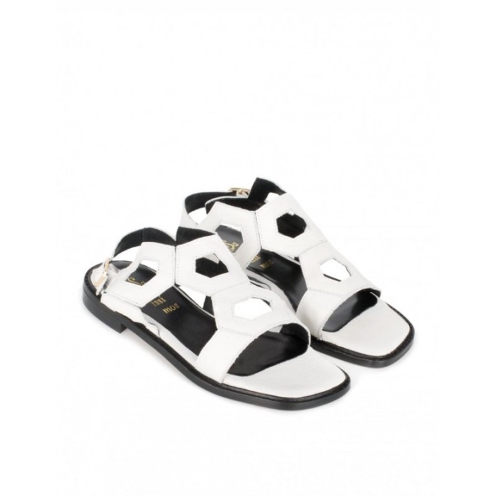 SALONISSIMOS Sandalias Planas Piel Blancas