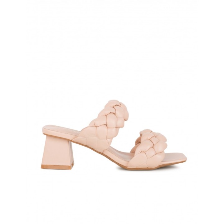 Zueco Tiras Trenzadas Beige