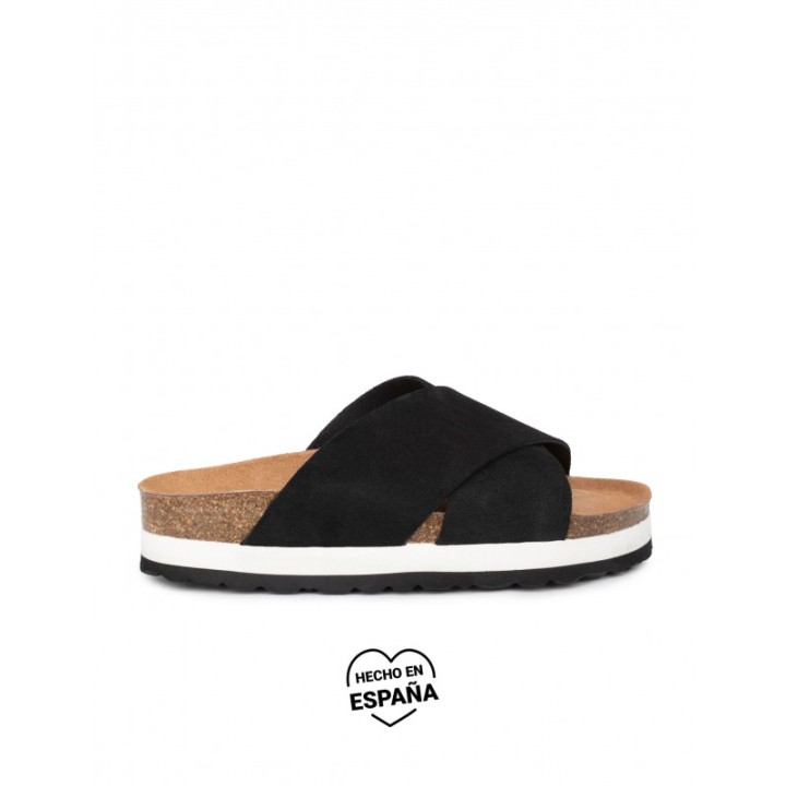 AUTENTI Sandalias Bio Tiras Cruzadas Plataforma Negras