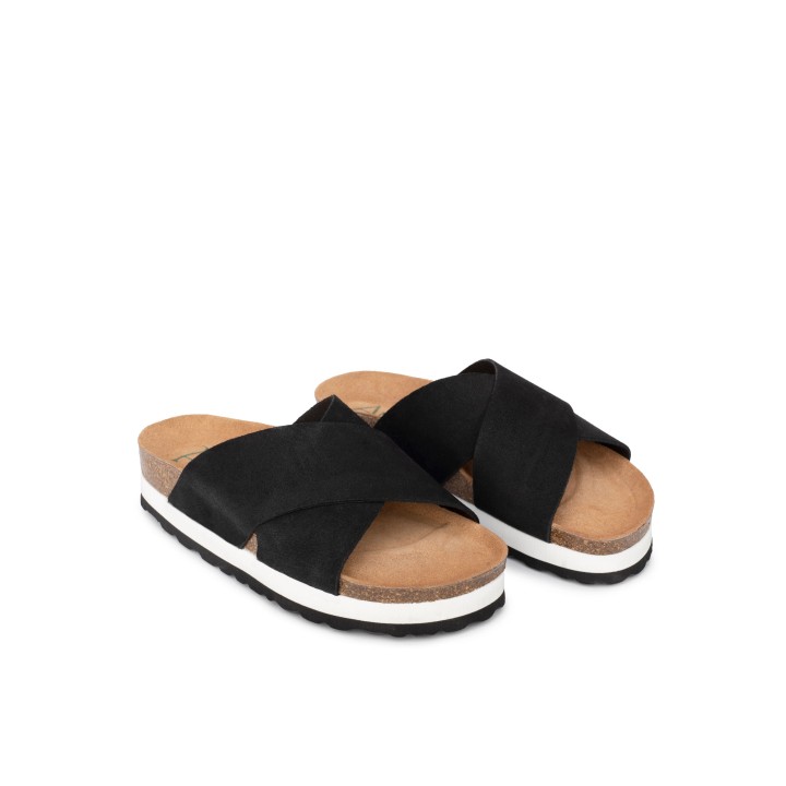 AUTENTI Sandalias Bio Tiras Cruzadas Plataforma Negras