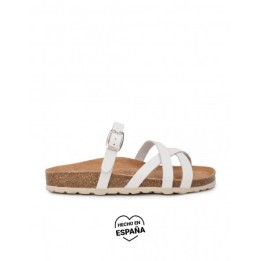 AUTENTI Sandalias Tiras Blancas Suela Corcho
