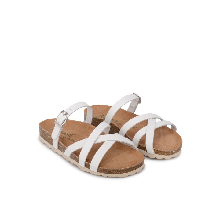 AUTENTI Sandalias Tiras Blancas Suela Corcho