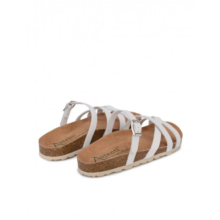 AUTENTI Sandalias Tiras Blancas Suela Corcho