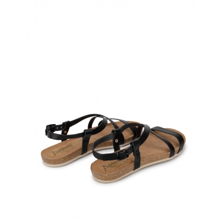 AUTENTI Sandalias Corcho Tiras Trasera Negras