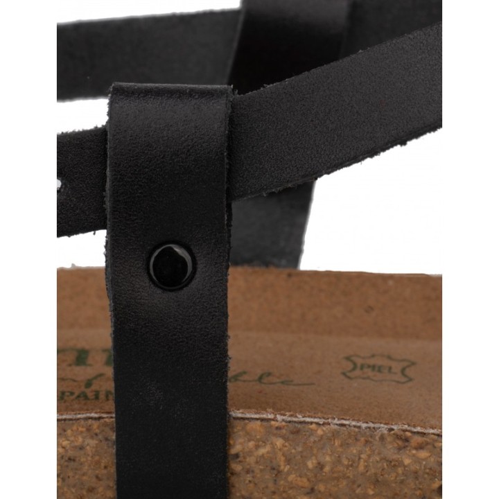 AUTENTI Sandalias Corcho Tiras Trasera Negras