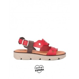Sandalias Piel Plantilla Acolchada Rojas PERA LIMONERA