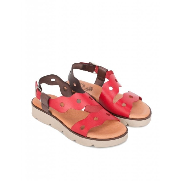 Sandalias Piel Plantilla Acolchada Rojas PERA LIMONERA