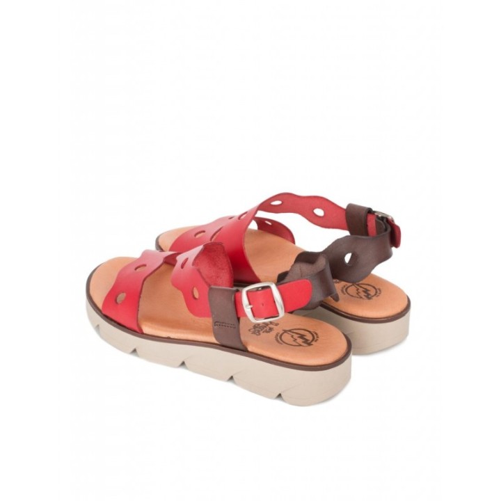 Sandalias Piel Plantilla Acolchada Rojas PERA LIMONERA