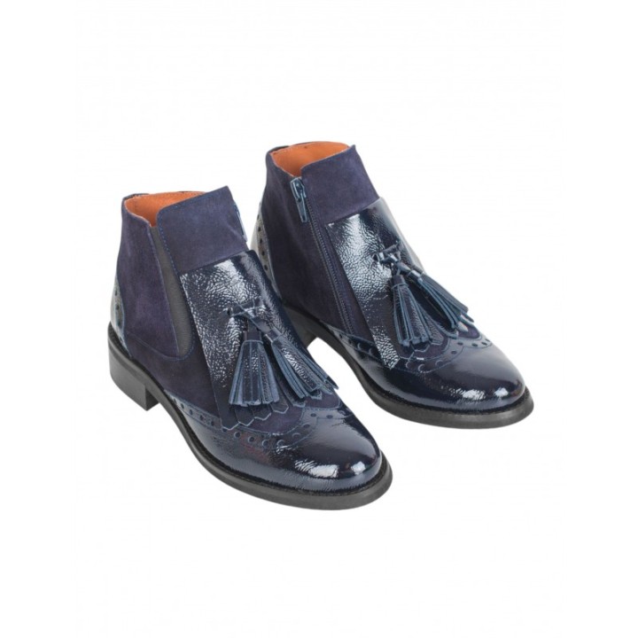 SALONISSIMOS Botines Lengueta Charol Marino