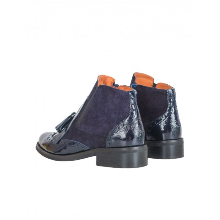 SALONISSIMOS Botines Lengueta Charol Marino