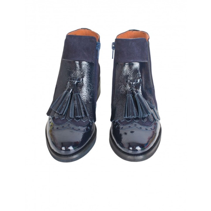 SALONISSIMOS Botines Lengueta Charol Marino