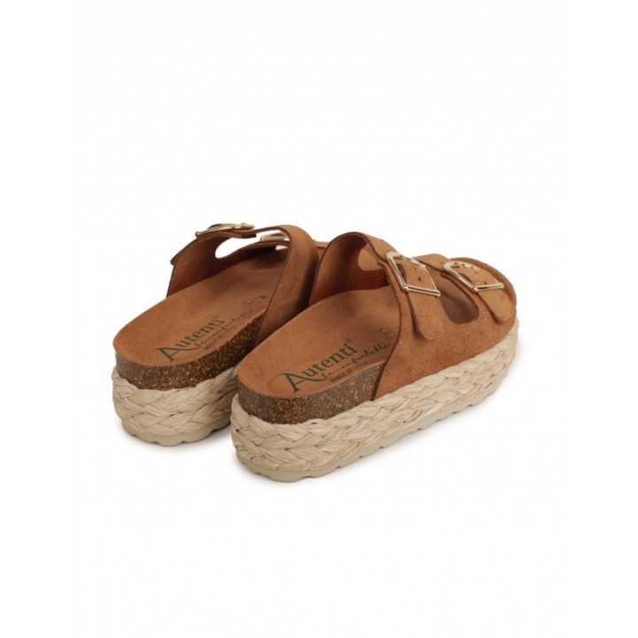 AUTENTI Sandalias Bio Hebillas Rafia Cuero