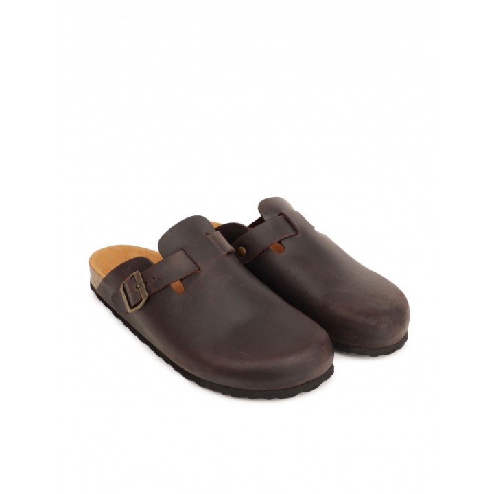 AUTENTI Zuecos Bio Hebilla Marrones Hombre