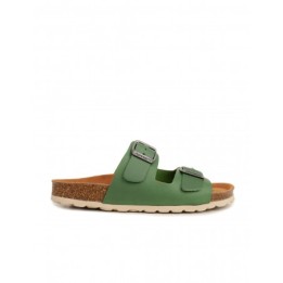 AUTENTI Sandalias Bio Piel Hebillas Verde