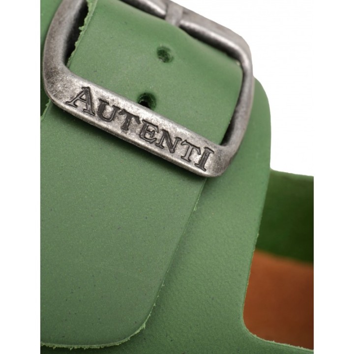 AUTENTI Sandalias Bio Piel Hebillas Verde